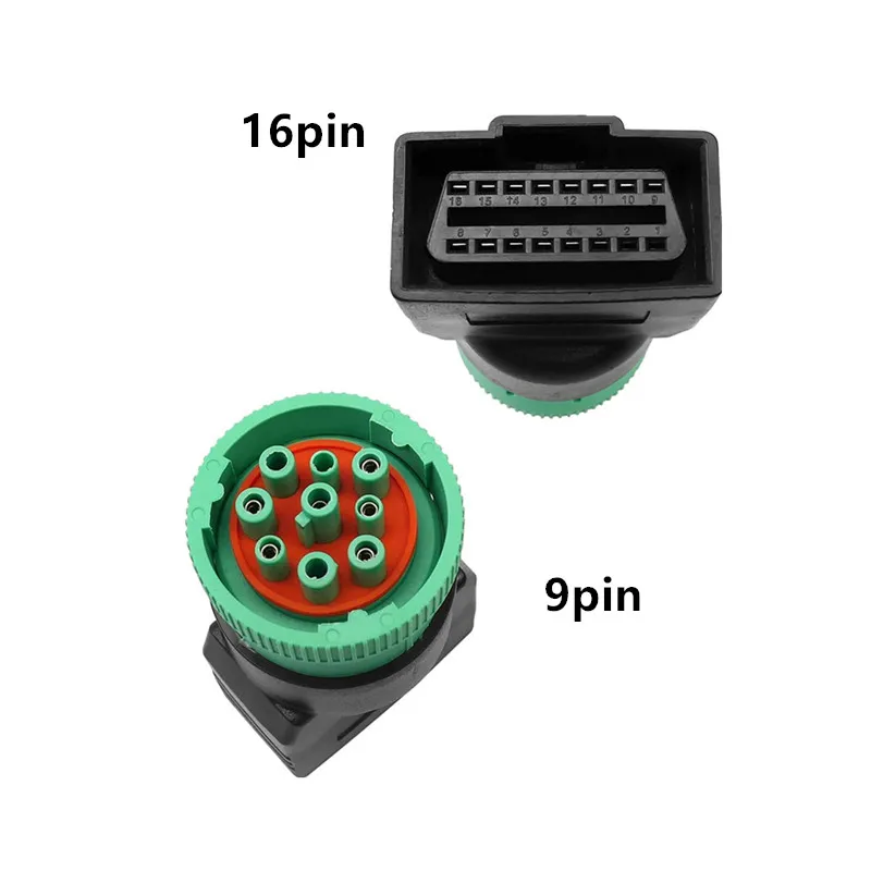 9Pin J1939 To OBD2 16pin Adapter 9P Automotive Diagnostic Connector OBD Adapter obd2 16pin adapter connector for g diagnostic tool 16 pin obdiiadaptor 16pin plug to 19pin connector for auto scanner