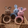 1Pc Bunny Bear Wooden Ring Crochet Cartoon Animal Rabbite Rattle Toy Mobile Pram Crib Newborn Molar Chewing Teether Education 2