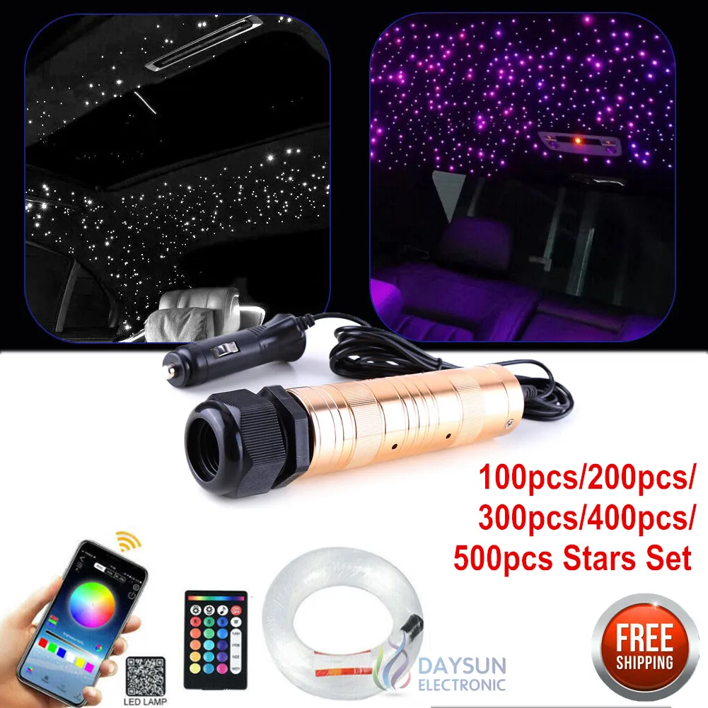 

6W RGBW Car Home Roof Stars Sky DIY Lights APP Controlled LED Fiber Optic Ceiling Light Kits 200~500pcs for Starry Sky