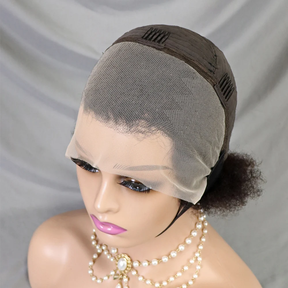 Lace Front Afro Short Afro Kinky Curly Human Hair Wigs 250% Density 13x4 HD Lace Frontal Fluffy Curly Bob Wigs for Black Women