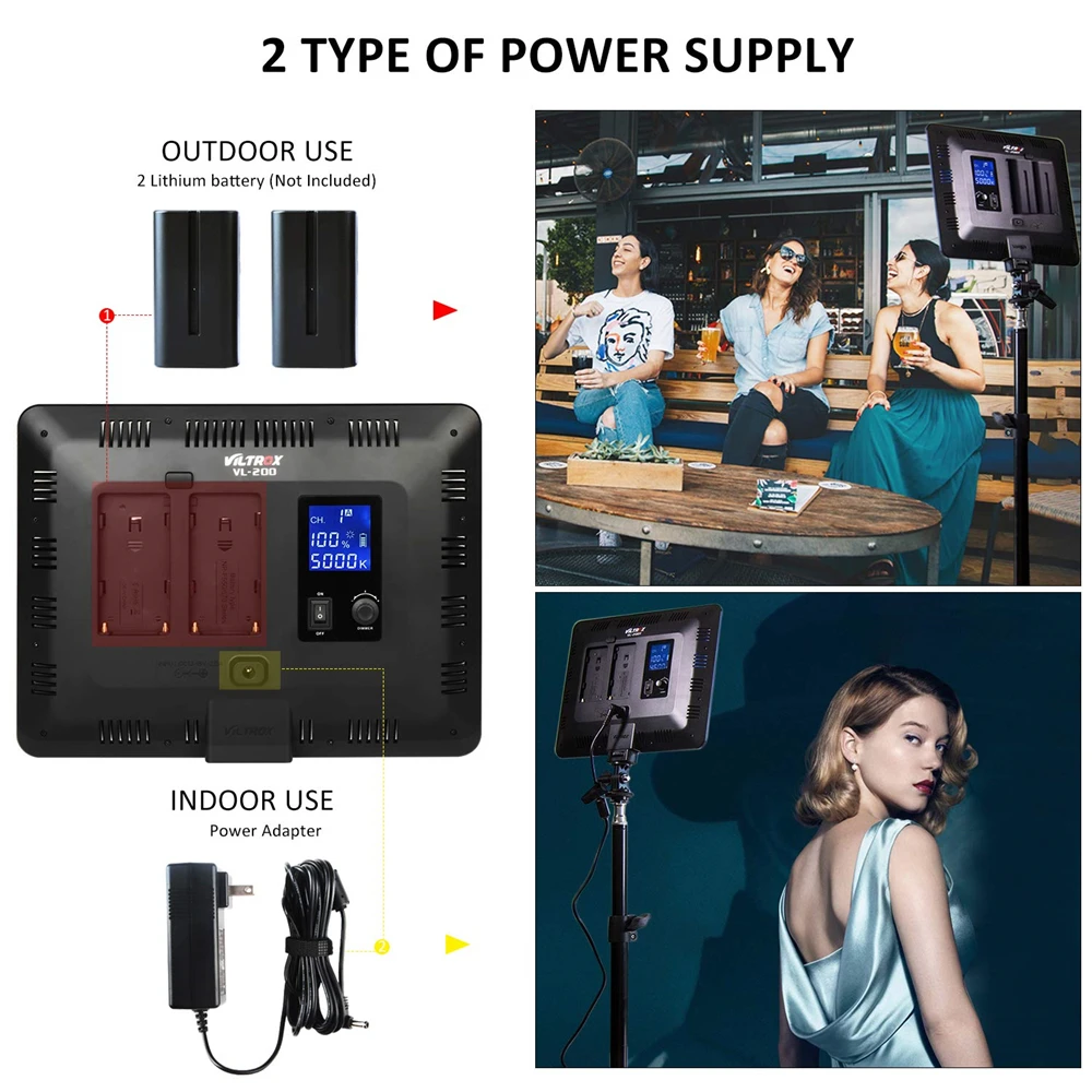 Viltrox VL-200T LED Video Light 30W Panel Lighting Wireless Remote Control Bi-Co