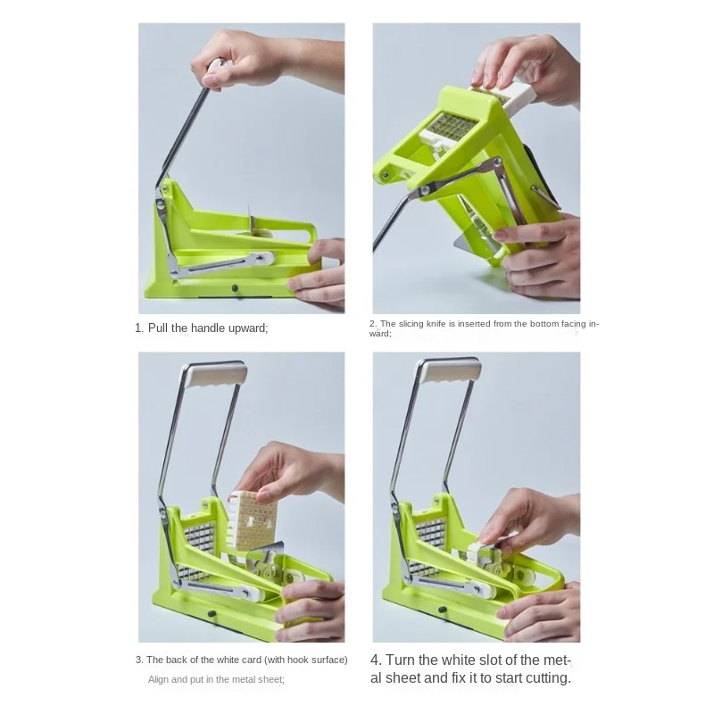 Manual French Fry Slicer for Cutting Cucumber, Radish, Potato, Lettuce Strips, French Fry Machine for Household Use