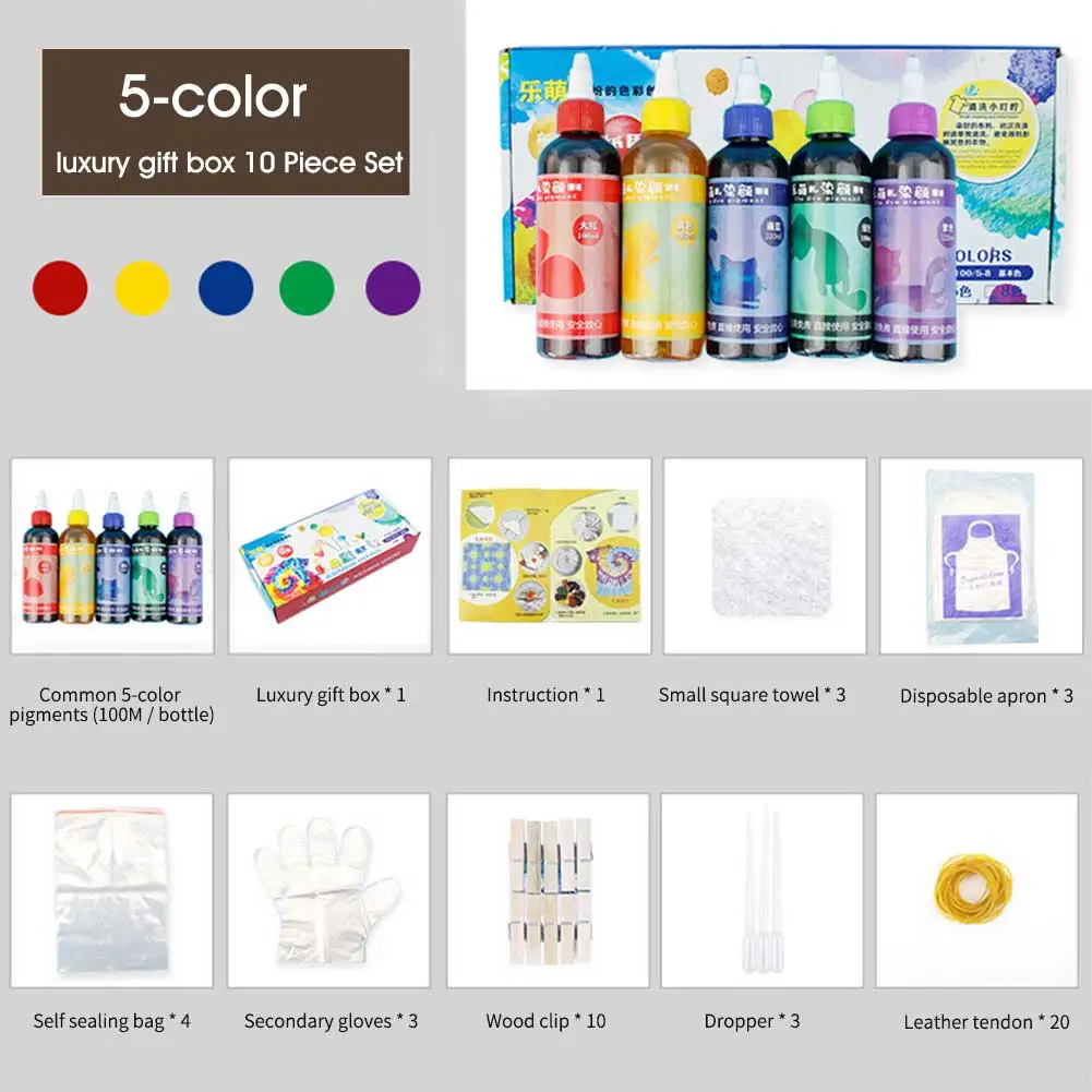 

DIY Clothing Tie Dye Kit Jacquard Art Textile Paints Accessories Craft Non Toxic Fabric Decorating Spiral Colorful Pigment