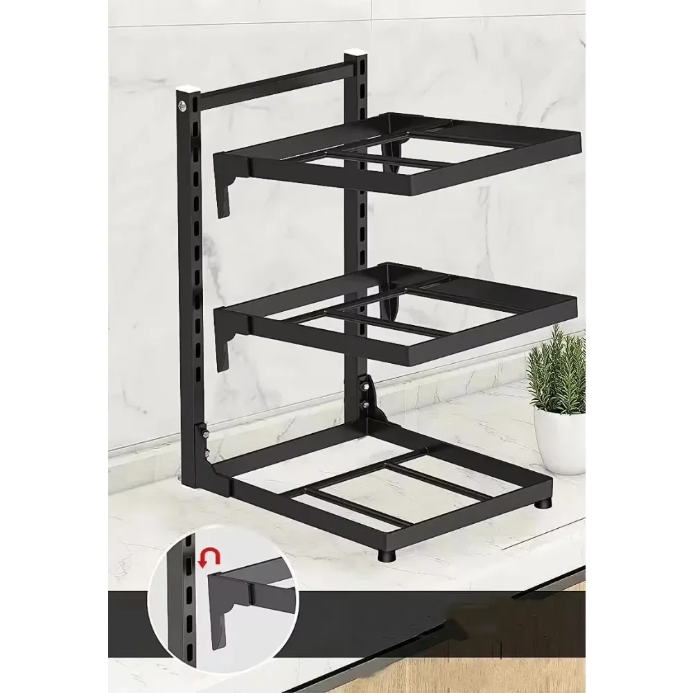 Kitchen Sink Storage Rack Multi-Layer Cooker Storage Rack For Home Stovetop Cabinets Adjustable Pot, multi layer storage rack