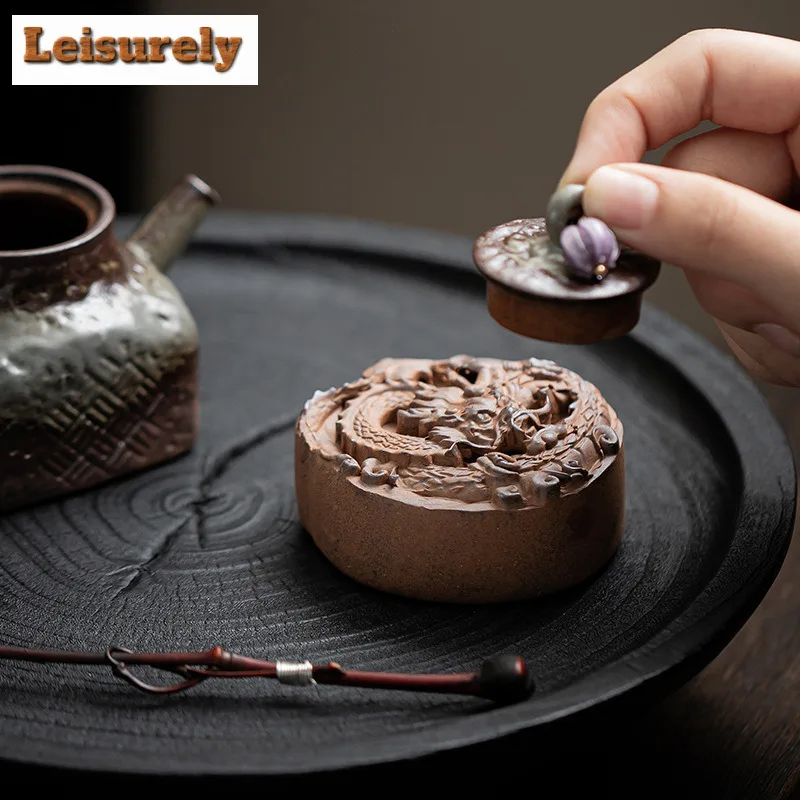 Old Rock Mud Auspicious Dragon Teapot Cover Holder Japanese Cover Frame Lid Bracket Zisha Pot Lid Shelf Tea Services Decoration