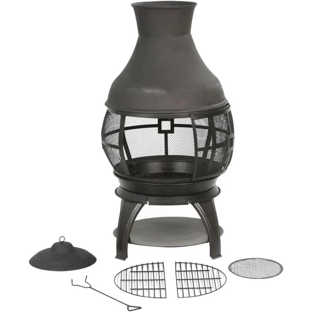 Outdoor Wood Burning Pit, Outdoor Fireplace, Wooden Fireplace, Brown Black