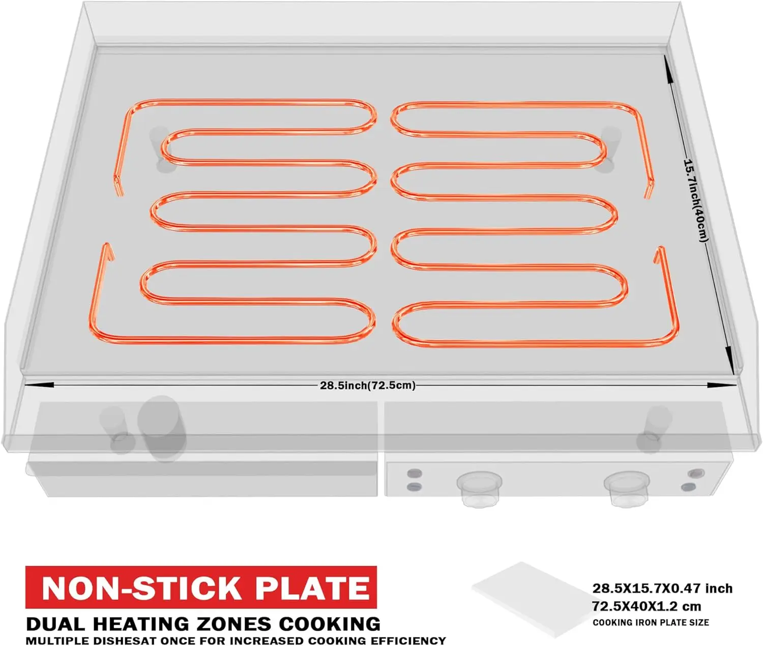 Electric Griddle 29 Inch Large Countertop Griddle Non-Stick Flat Top Grill Stainless Steel Teppanyaki Griddle with Adjustable Te 5