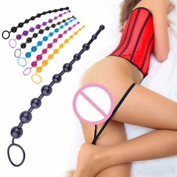 10 beads Soft Rubber Anal Plug Beads Long Orgasm Vagina Clit Pull Ring Ball Butt Toys Adults Women Stimulator Sex Accessories 1