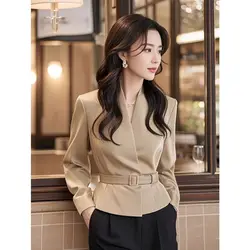 Exquisite Luxury Khaki Long - Sleeve Fashion Blazer - XXXL (Khaki)