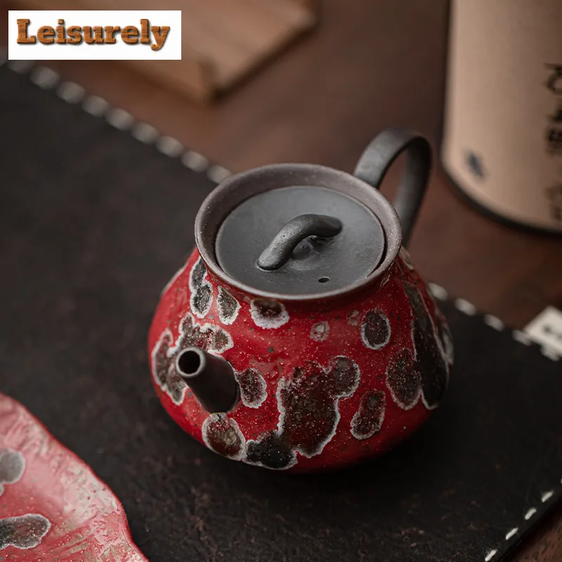 Nezha Red Glazed Tea Set Complete Set Boutique Tea Ceremony Set Teapot And Tea Cup Set Chinese Tea Set Equipment Decoration Gift