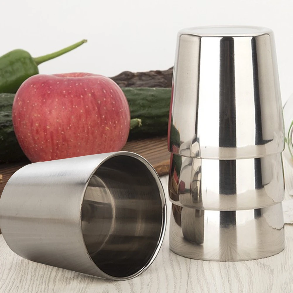 Stainless Steel Cups Stainless Steel Mug Coffee Cup Beer Mug 1/2sets 175ml 220ml Portable Double Layer Camping Cup