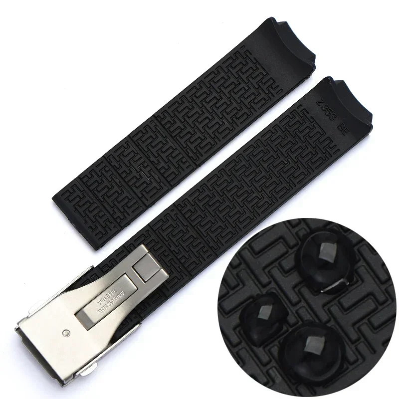 Black Orange Sport Waterproof Silicone Rubber Watch Band, 20mm Strap