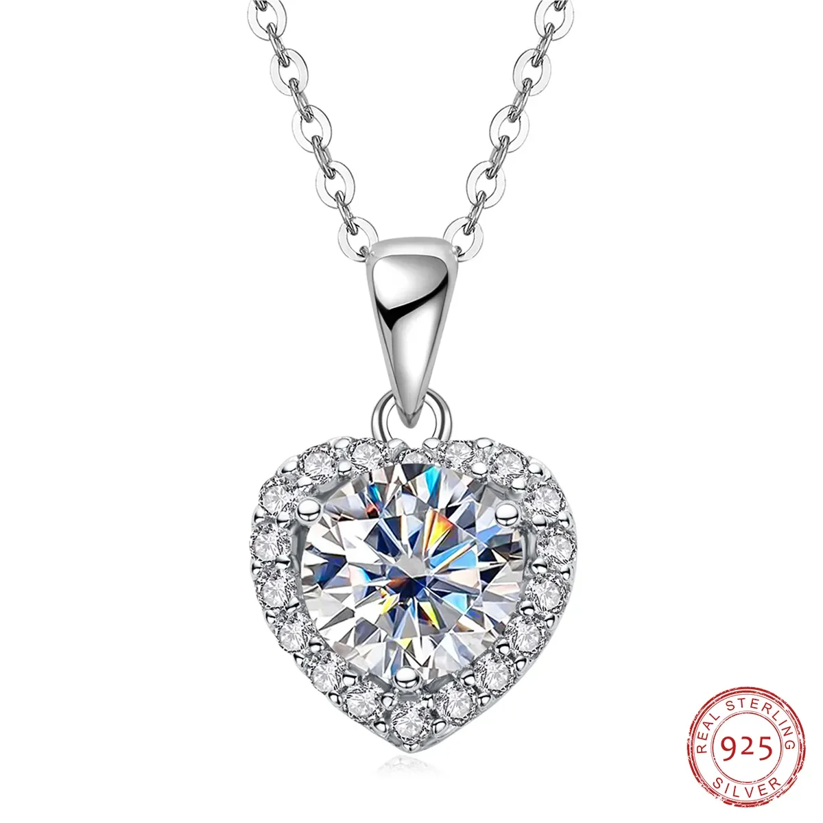 

1ct D Color Heart Moissanite Pendant 925 Sterling Silver 40+2+3cm Necklace Wedding Jewelry Wholesale