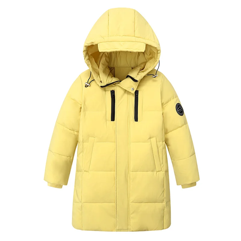2025 Winter-Daunenjacke für Mädchen mit Kapuze, winddicht, verdickt, warm, Teenager-Mädchen, lange Daunenjacke, Mantel, 5–14 Jahre, Kinder-Parkas, Oberbekleidung – Detail 5