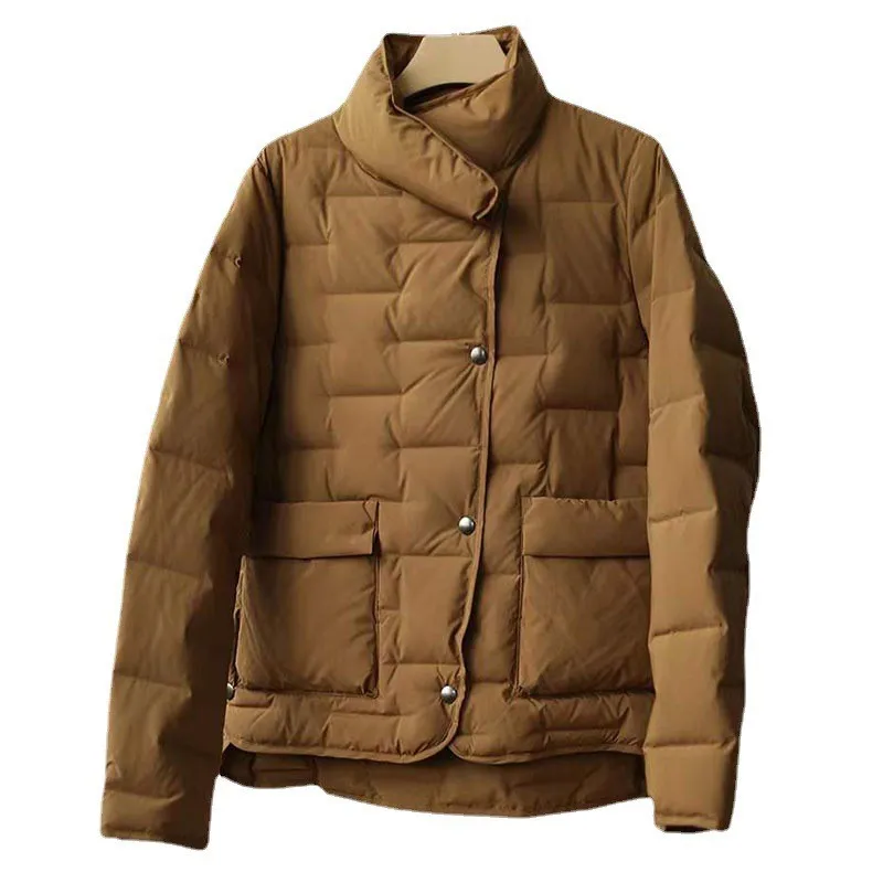 

High Quality 90 White Duck down Fluffy Warm Jacket Profile Side Slit Light Small down Jacket Women's Short