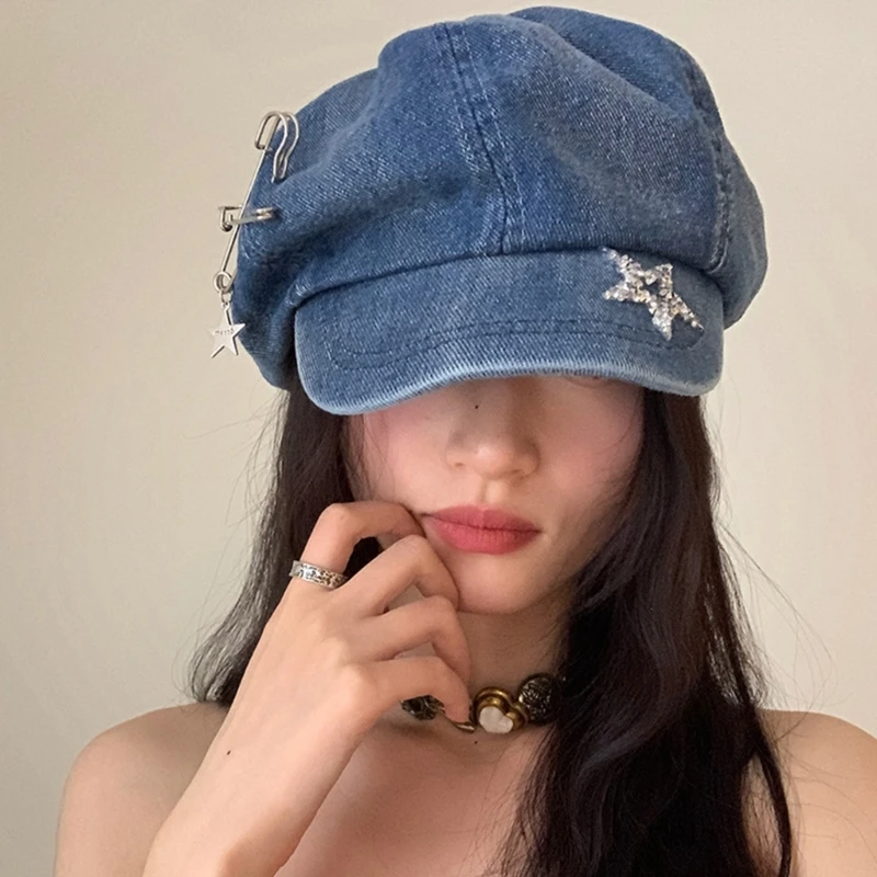 

Female Hat Teens Girl Cabbie Hat 2000s Octagonal Hat Spring Sunproof Hat Women French Painter Hat