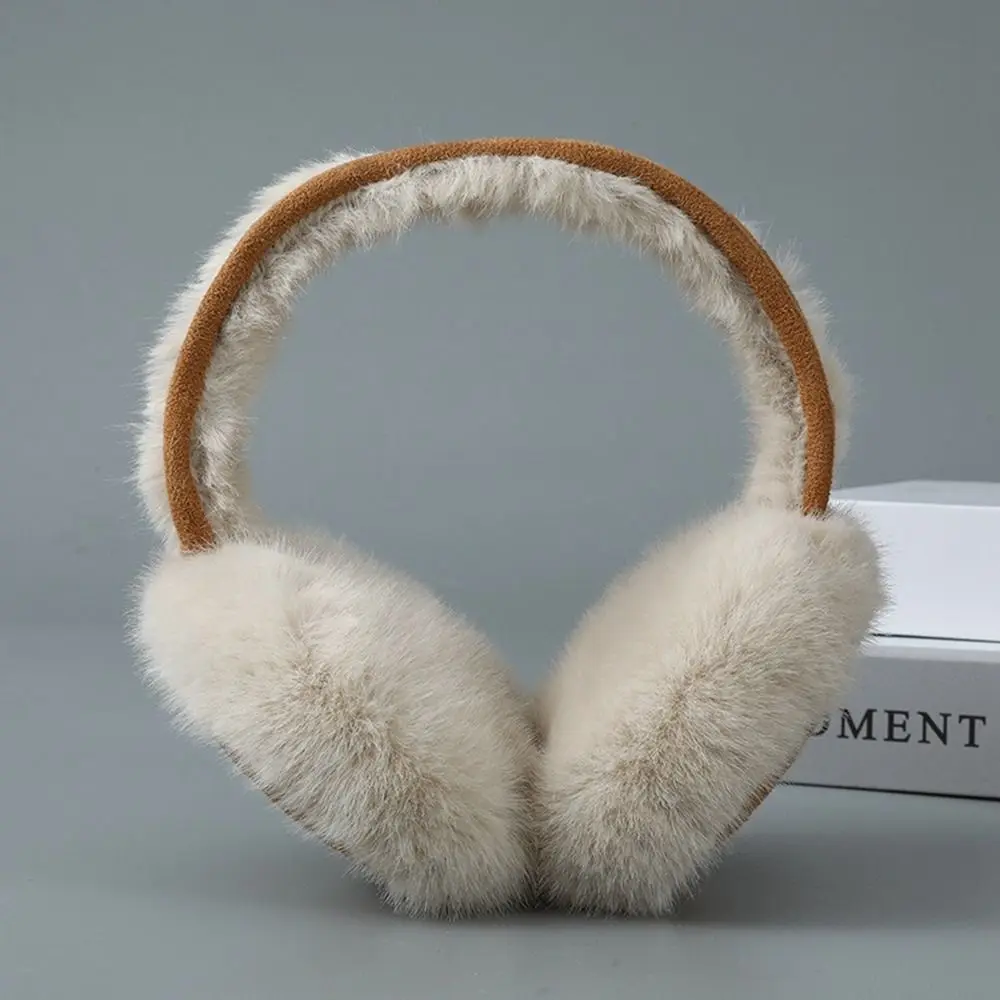 Winter Warm Earmuffs Maillard Brown Suede Plush Earmuffs Women Foldable Soft Thicken Earmuffs Cute Simple Earlap Accessories