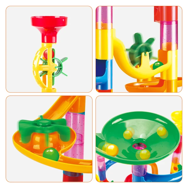 133 Pcs/Set Marble Tracks Educational Toys Race Run Track Coaster Construction Railway Building Pipe Blocks Kids Birthday Gifts 3
