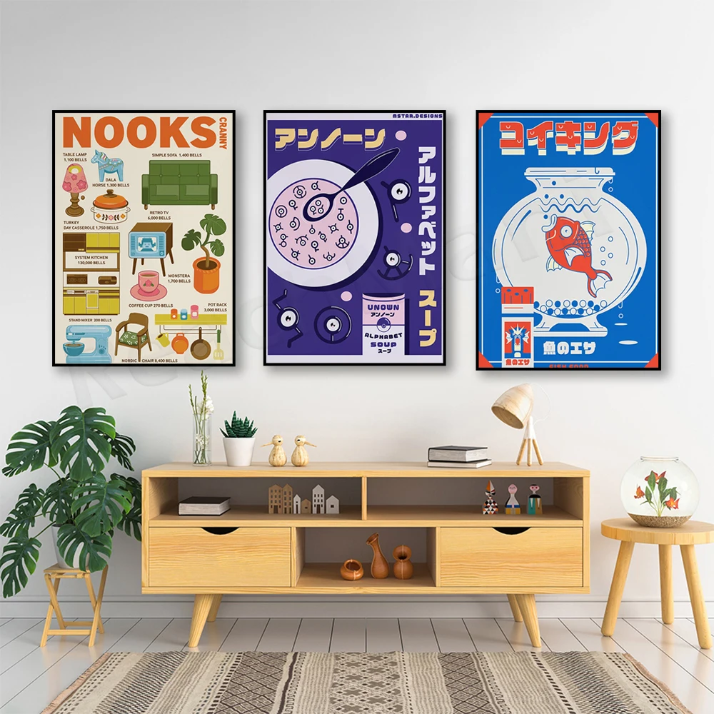Zuppa Di Alfabeto Insolita, Poster Di Cibo Per Pesci Magikarp, Catalogo Della Spesa Nook, Stampa Medievale