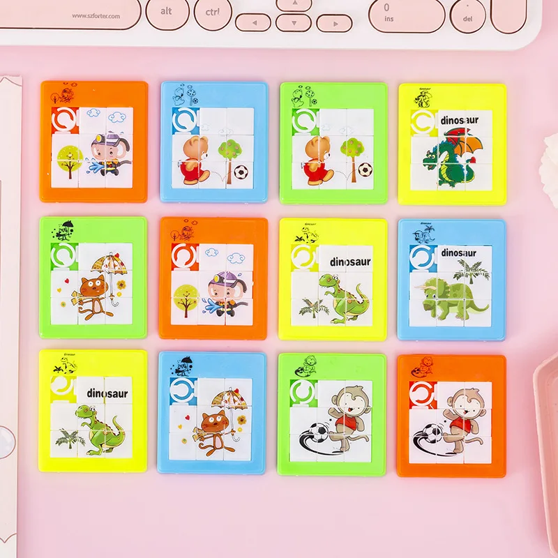 10Pcs Cartoon Animal Patterns Moving Puzzle Toys for Kids Birthday Party Favors Baby Shower Gifts Pinata Filler Stuffed Reward