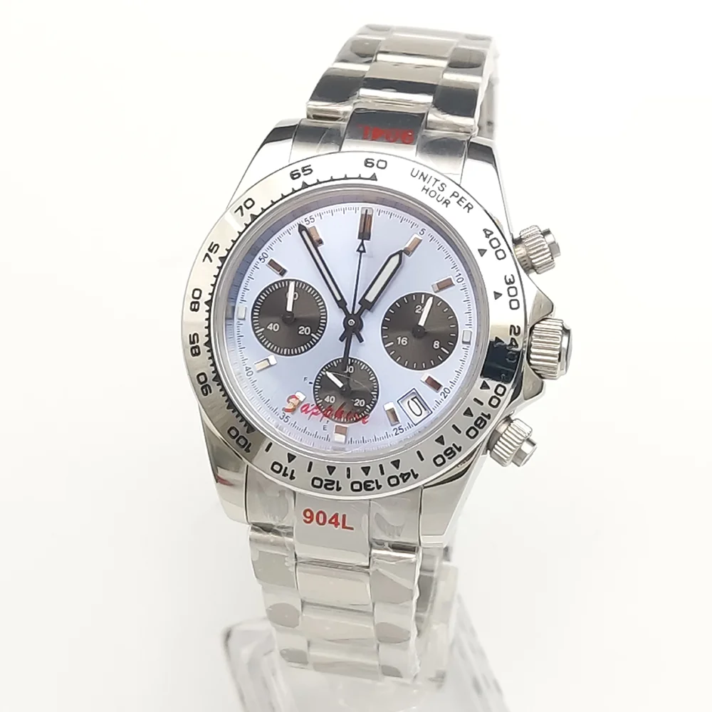 メンズクォーツ時計,クロノグラフ,サファイアクリスタル,ステンレス
