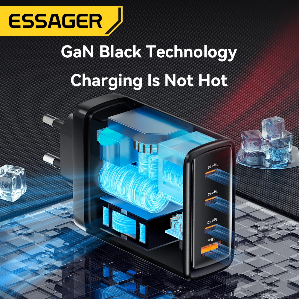 Купить дешево Essager 120W GaN USB Type C Charger Laptop 100W PD Fast