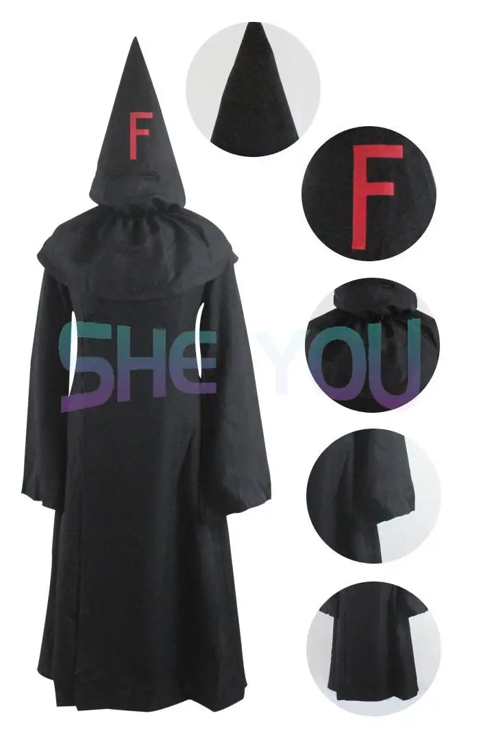 

Baka to Tesuto to Shokanju Ketsumatsu 3F Fatal Fire Fukanzenna FFF GROUP Unisex Black Hooded Cloak Robe Cosplay Costume