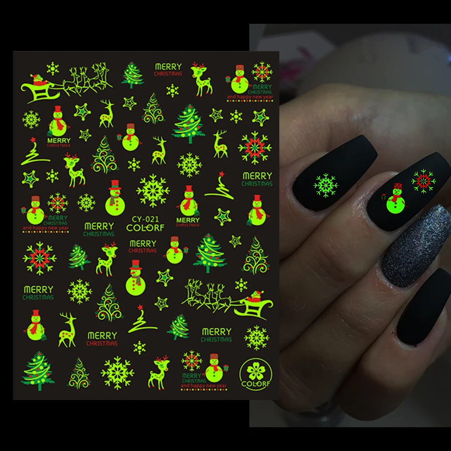 Nail Stickers And Decals Luminous Fire Butterfly Leaf Nail Art Decoration