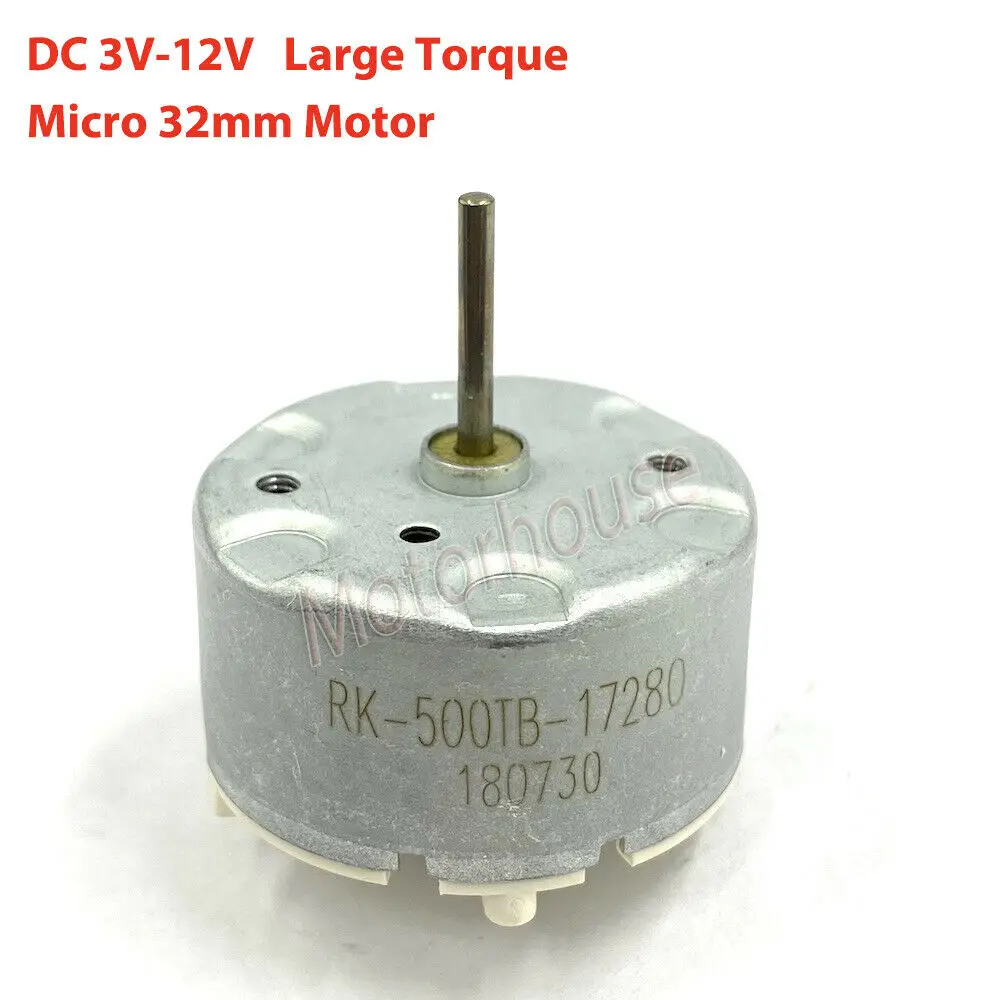 Round 32Mm Rk500Tb-17280 6V-12V Electric Long Shaft Dc Motor Rk-500Tb-17280 Micro 500 14.4Vdc 14000Rpm Rk500Tb