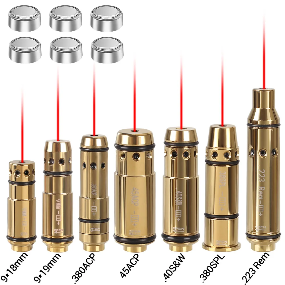 Tactical Laser Training Cartridge Bullet 9mm/ .38SPL/ .380ACP/ .40S&W/ 223Rem/ 45ACP Red Dot Laser Dry Fire Training Practice
