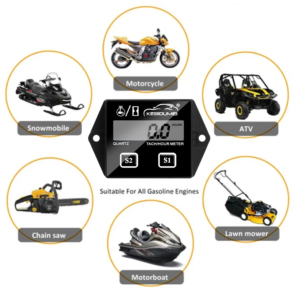 Digital Engine Tach Hour Meter Tachometer Gauge Engine RPM LCD Display For Motorcycle Motor Stroke Car Boat tachometer gauge engine tachometer tachometer meter engine hour meter
