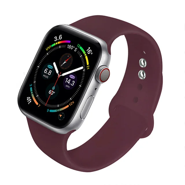 Silicone Strap For Apple Watch Band 44mm 40mm 41mm 38mm 45mm Smartwatch Rubber Sports Watchband Belt Bracelet iWatch 7 6 se 5 4 Plum-color-69