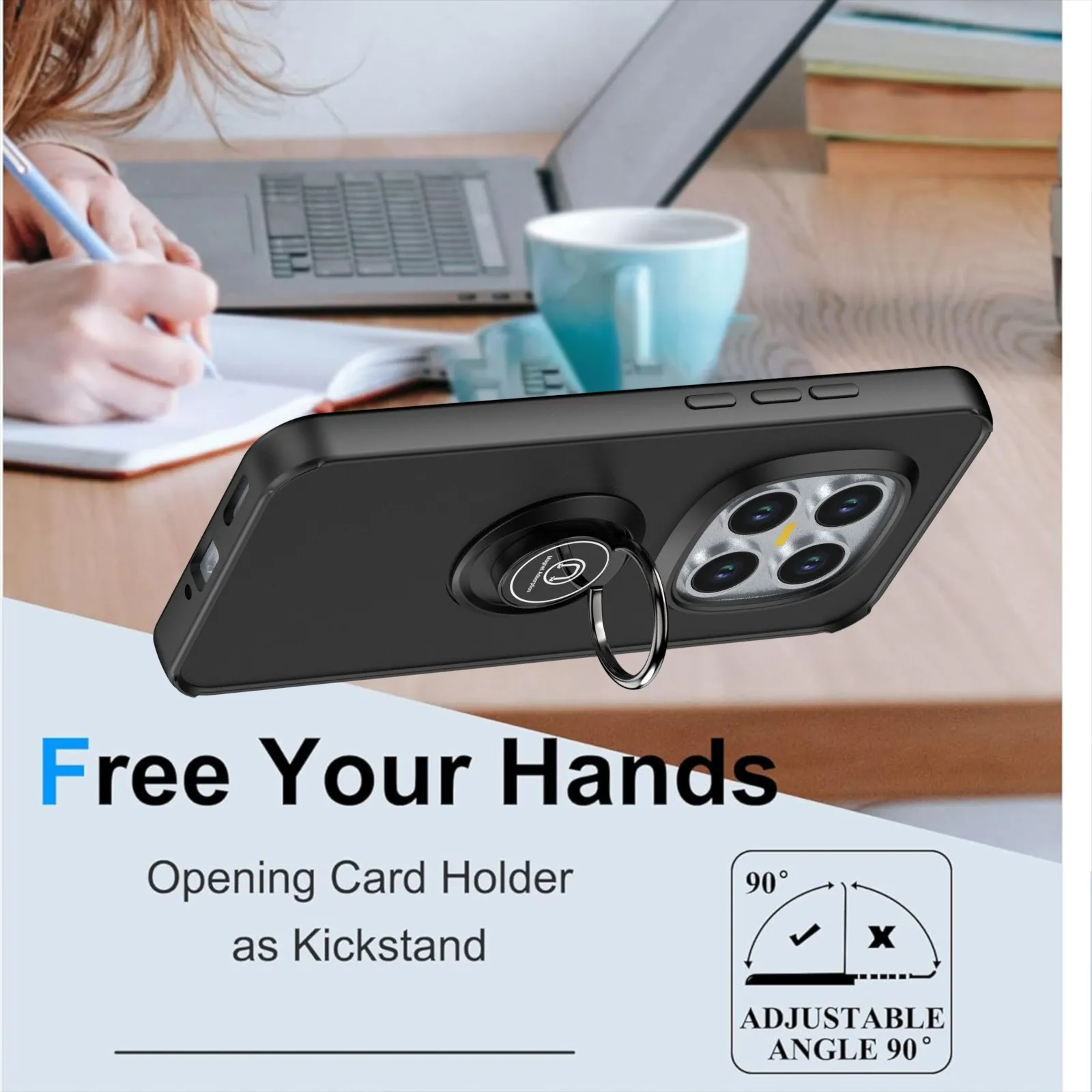 Matte Phone Case with Kickstand - Shockproof Protective Translucent Cover