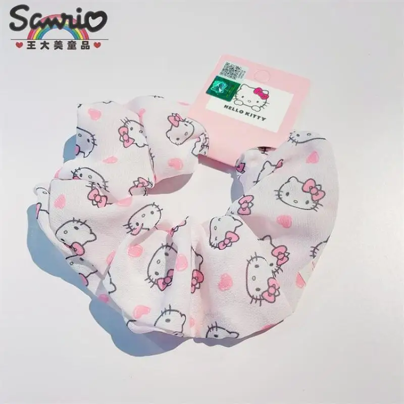 Sanrio Hello Kitty Large Intestine Hair Ring Kawaii Kuromi Cinnamoroll Elastic Rubber Band Hair Band Ponytail Holder Ornaments