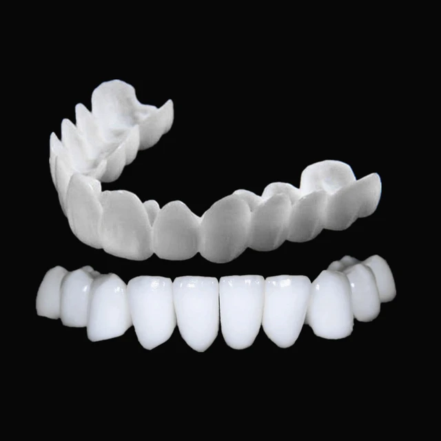 Dientes postizos de silicona, carillas superiores e inferiores, pasta de  dentaduras postizas, cómodas, ortodoncia - AliExpress