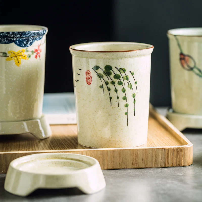 Japanese-Style Ceramic Chopsticks Holder Draining Household Creative Kitchen Chopsticks Cage Storage Rack Restaurant Desktop 4