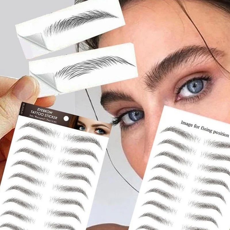 6D Eyebrow Tattoos Sticker Waterproof Long Lasting Natural Hair-Like Fake Eyebrows Stickers for Brow Grooming Shaping 10 Pairs