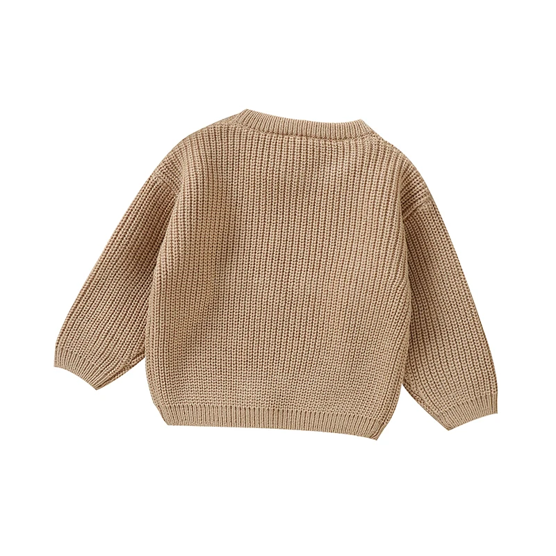 Sweet Floral & Letter Embroidery Print Baby Girls Long Sleeve Sweaters Knitted Acrylic Baby Soft Sweatshirt For Newborn Infants For baby girls sweater