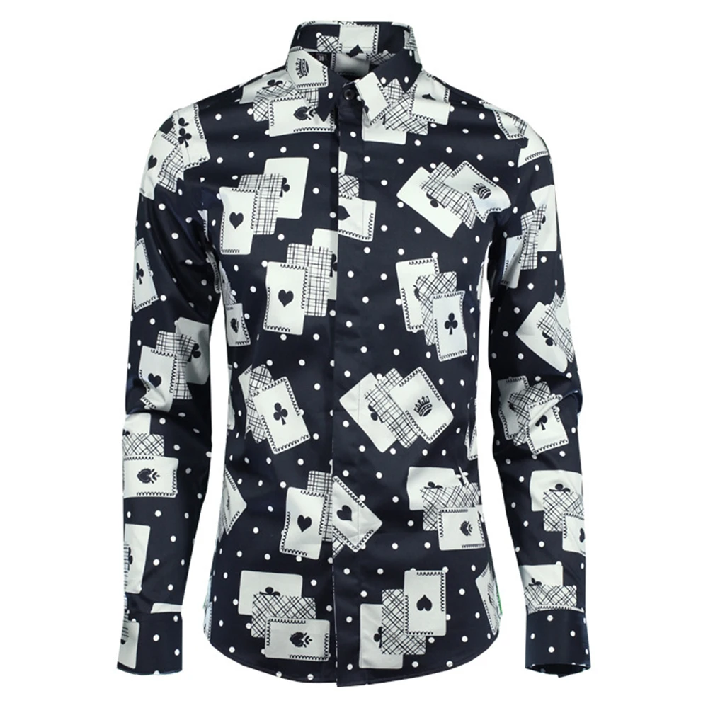 

High Quality Luxury Jewelry European And American Men'S Long Sleeve Shirt Casual Men'S Shirt Dot Print Topgood
