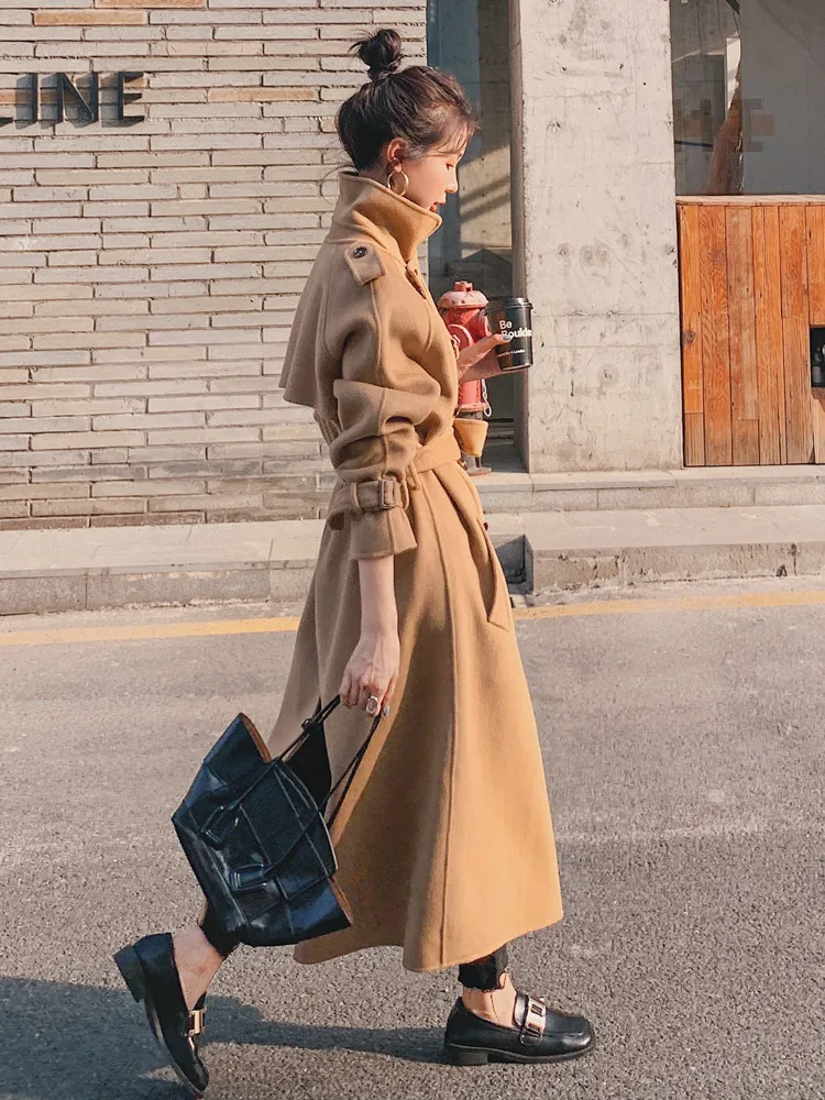 Women Long Wool Blends Overcoat Autumn Winter Nice Fashion