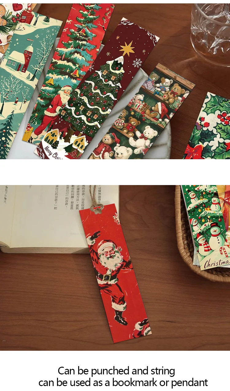 30 Stück Retro-Weihnachts-Lesezeichen, Leseseiten, Bücher, die Studenten markieren, kreative Geschenke, Cartoon-Weihnachtsdekorationen, DIY-Lesezeichen – Detail 3