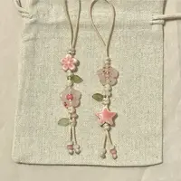 Cute Star Flower Phone Charm Strap Kawaii Ceramic Beaded Phone Lanyard Pastel Colors for Girls Bag Camera Pendant