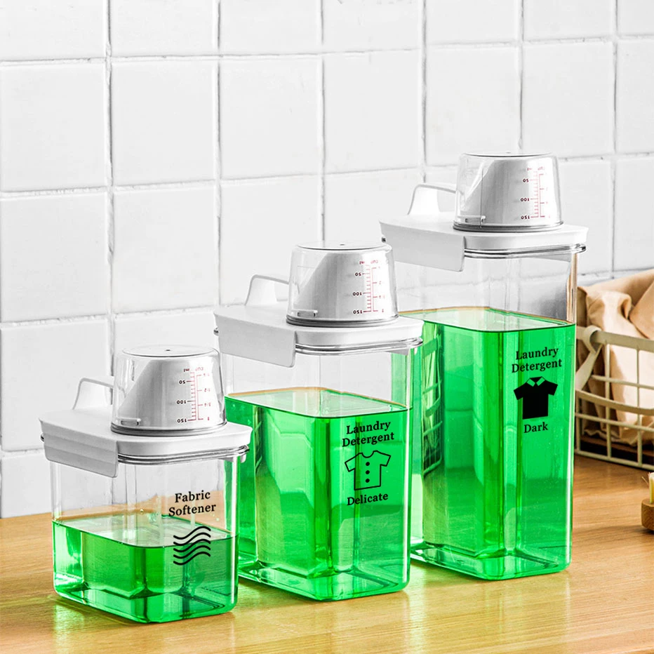 

Multi-Use Laundry Powder Detergent Dispenser Food Grains Rice Storage Container Pour Spout Measuring Cup Detergent Box