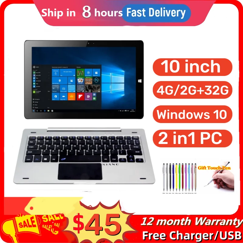 64 Bit Mini Pc 2 In1 Tablet Pc 10.1 ''X3 Windows 10 Ram 4Gb 32Gb 1280*800 Ips Hdmi Compatibile Con Doppia Fotocamera Docking Keyboard