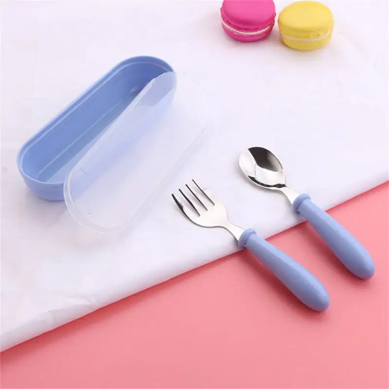 Children Spoon Forks Box Kids Stainless Steel Kids Cutlery Portable Baby Feeding Utensils Baby Spoons Tableware Set