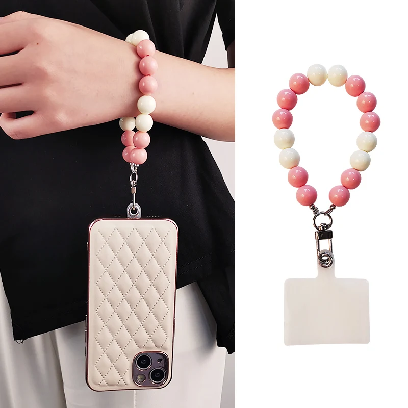Mobile Phone Lanyard Short Wrist Pendant Portable Chain Colorful Bead Pendant Hand-beaded Strong Phone Anti-lost Sling Lanyard