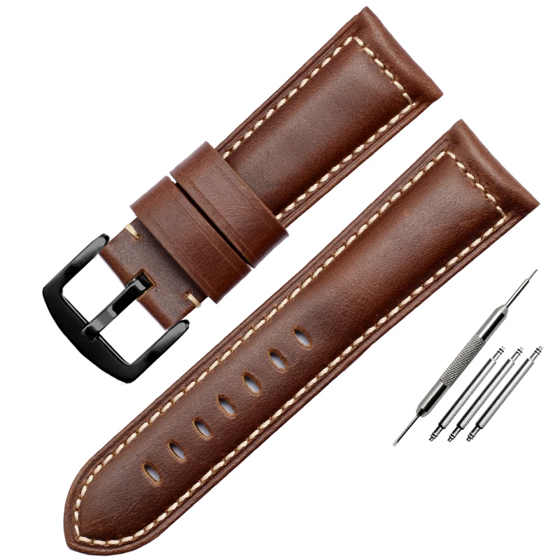 thumbnail image 1 of Correa de reloj de piel de becerro retro hecha a mano de 20 mm, 22 mm, 24 mm y 26 mm para Pa-nerai PAM441 Mi-do Citizen, correa de reloj de cuero para hombres y mujeres, 1 of 5