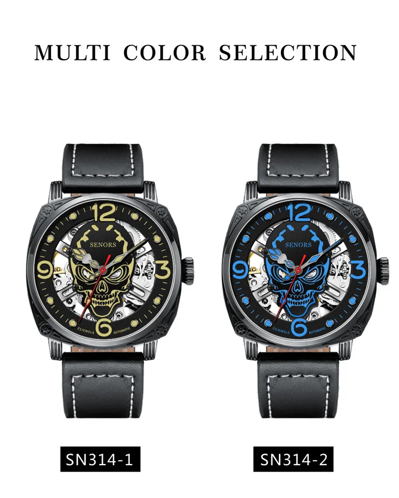 Luminous Skull Men  Top  Luxury Military Automatic Mechanical Male Clock Sport Waterproof Leather Wrist_voghion.com