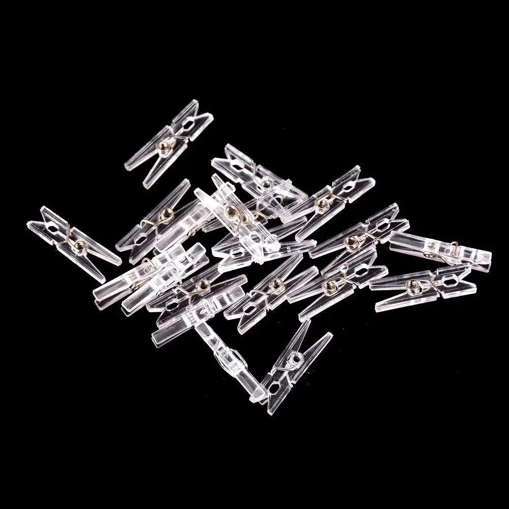 Clothes Pegs and Photo Clips 2.5cm 20 PCS Mini Spring Clear Transparent Clips Clothes Photo Paper Peg Pin Clothespin Craft Clips Home Decoration clothes pegs photo clips