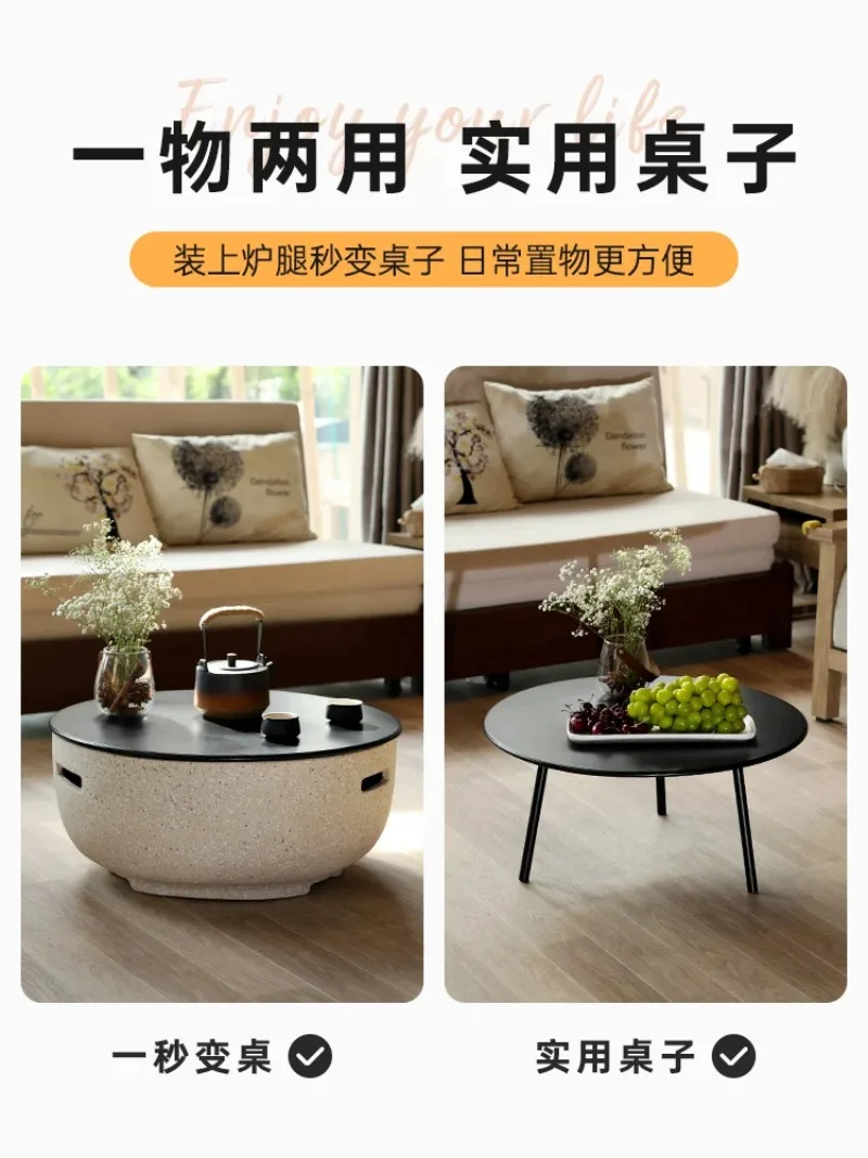 Round Outdoor Fire Pit Table Household Charcoal Brazier Garden Courtyard Barbecue Grill With Mesh Enclosure And Barbecue Net